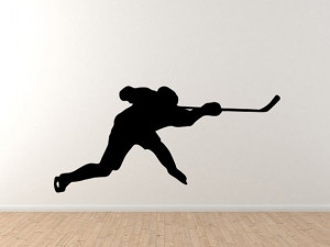 Hockey Player Slapshot Silhouette Shadow Version 5 Wall Vinyl Decal ...