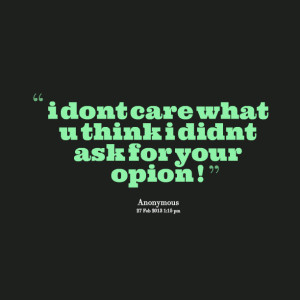 Quotes Picture: i dont care what u think i didnt ask for your opion !