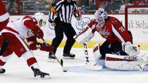 Detroit Red Wings center Gustav Nyquist (14), from Sweden, works the ...