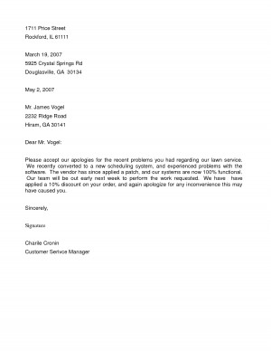 Formal Business Apology Letter Sample