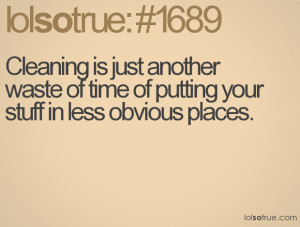 Cleaning is just another waste of time of putting your stuff in less ...