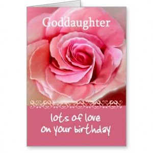 GODDAUGHTER Birthday with Pink Rose and Lace Trim Greeting Cards