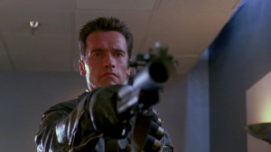 Arnold Schwarzenegger as The Terminator in Terminator 2 - Judgment Day ...