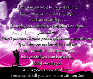 ... you want to cry just call me i can t promise i ll make you laugh but
