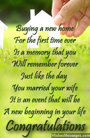 Congratulations card message poem for buying a new home