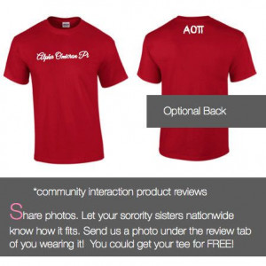 14.98 Alpha Omicron Pi T-shirt Style 2 features Greek words on front ...