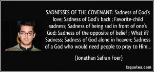 SADNESSES OF THE COVENANT: Sadness of God's love; Sadness of God's ...