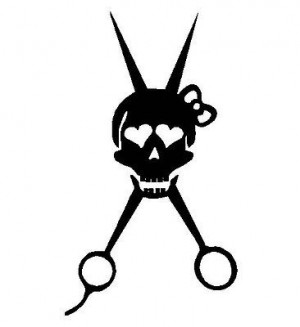 Skull Hairdresser Hair Stylist Salon Scissors Vinyl Sticker Car You
