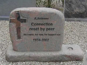 Yes, it's an actual tombstone for a CCNA who died from a virus attack