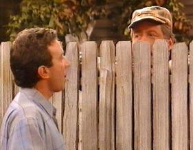 Tim Taylor talking to his eccentric neighbor, Wilson Wilson Jr.