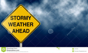 Royalty Free Stock Images: Stormy Weather Ahead Road Sign