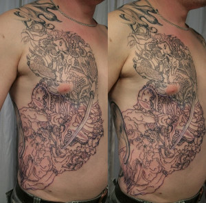 Japanese Warrior Lines 1 by 2Face-Tattoo