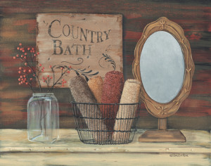 Bathroom - Country Bath - Primitive Country Framed Wall Art, Signs