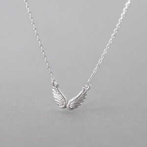 double angel wing necklace sterling silver wing necklace angel wing