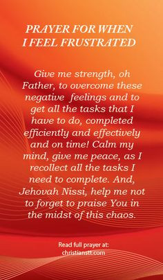 Prayer for When I Feel Frustrated - Isaiah 41:10 Fear not, for I am ...