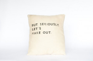Let's Make Out Pillow Cover - Natural Linen Quote Pillow