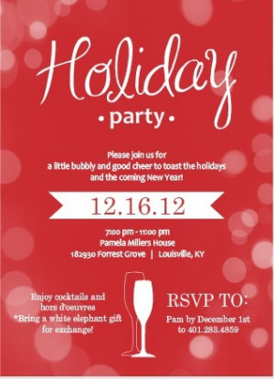 Office Potluck Flyer Red holiday party invitation