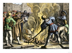 Martin Luther burning Pope Leo X's Papal Bull