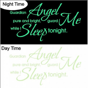 Glow in the Dark Guardian Angel Decal...Nursery Wall Quotes Words ...
