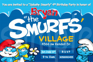 Smurf Birthday Party Invitations