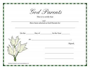 god parents, printable certificates, gift certificates, free printable ...