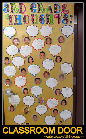 photo of: Classroom Door of Student Photos with Quote Bubbles via ….