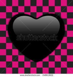 Vector - Valentines Day Glossy Emo Heart. Pink and Black Checkers ...