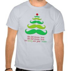 Mustache Christmas Tree Whimsical Holiday T-Shirt