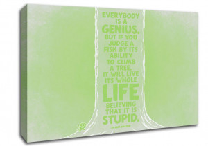 ... Motivational Quote Albert Einstein Everybody Is A Genius Lime Green