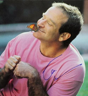 Robbin Williams and a butterfly, a symbol of CIA mind-control