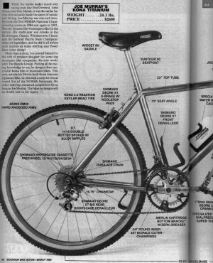 Joe Murray's 1990 Kona (Merlin) Ti Race bike....