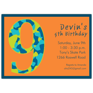 Birthday Boy Camo 8th Birthday Invitations