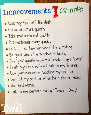 ... goals with their table groups. Each student chose one goal to work on