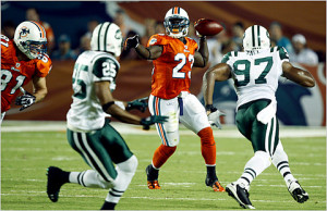 Wilfredo Lee/Associated Press Miami’s Ronnie Brown looking to throw ...