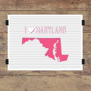 heart Maryland striped wall quotes art print