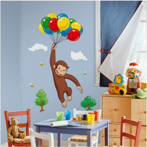 ... Curious George Wall Decal Kids Room Stickers Decorations Monkey Decor