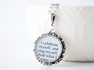 On Sale - Walt Whitman Quote Necklace - Inspirational Quote - Literary ...