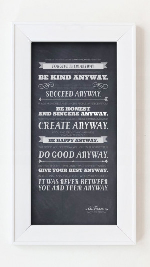 Mother Teresa Quote Print 10x20 Chalk by ninjandninj on Etsy, $24.00