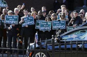 ... the body of former Boston Mayor Thomas Menino passes en route to