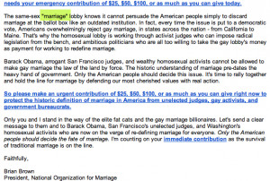 ve never seen NOM use these smear quotes before. It seems to be a ...