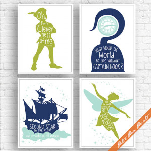 Peter Pan Neverland Inspired Quotes - Set of 4 Art Print (Unframed ...
