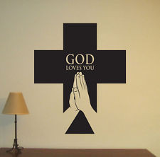 Christian Religious Cross Quote Wall Decal Decor Art Sticker Vinyl