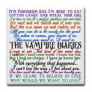 Vampire Diaries Quotes Tile Coaster