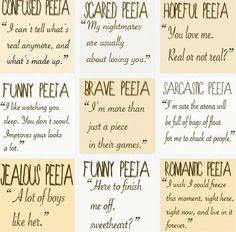 Peeta quotes. Ergh. This being in love with a fictional character ...
