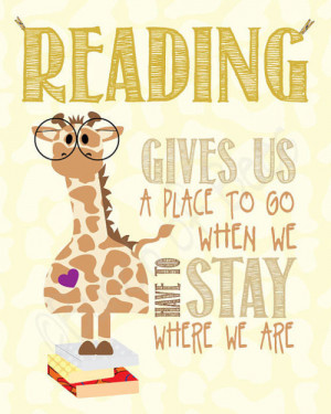 cute, girafe, giraffe, love, nice, quote, qutoe, reading, text, yellow