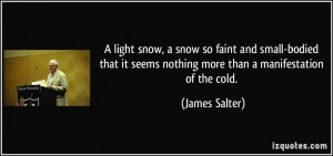 ... it seems nothing more than a manifestation of the cold. - James Salter