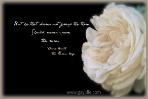 But he that dares not grasp the thorn should never crave the rose.