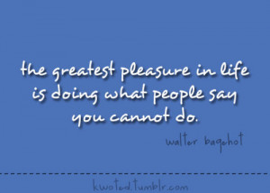 The Greatest Pleasure In Life Is Doing What People Say You Cannot Do ...
