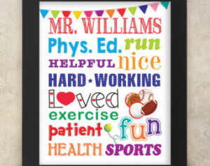 Gym Teacher Physical Education Teacher Subway Art Personalized with ...