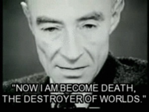 Robert Oppenheimer at the first test of the atomic bomb